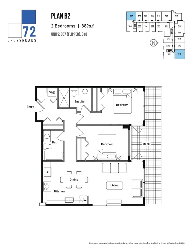 B2 Floor Plan of 72 Crossroads Condos with undefined beds