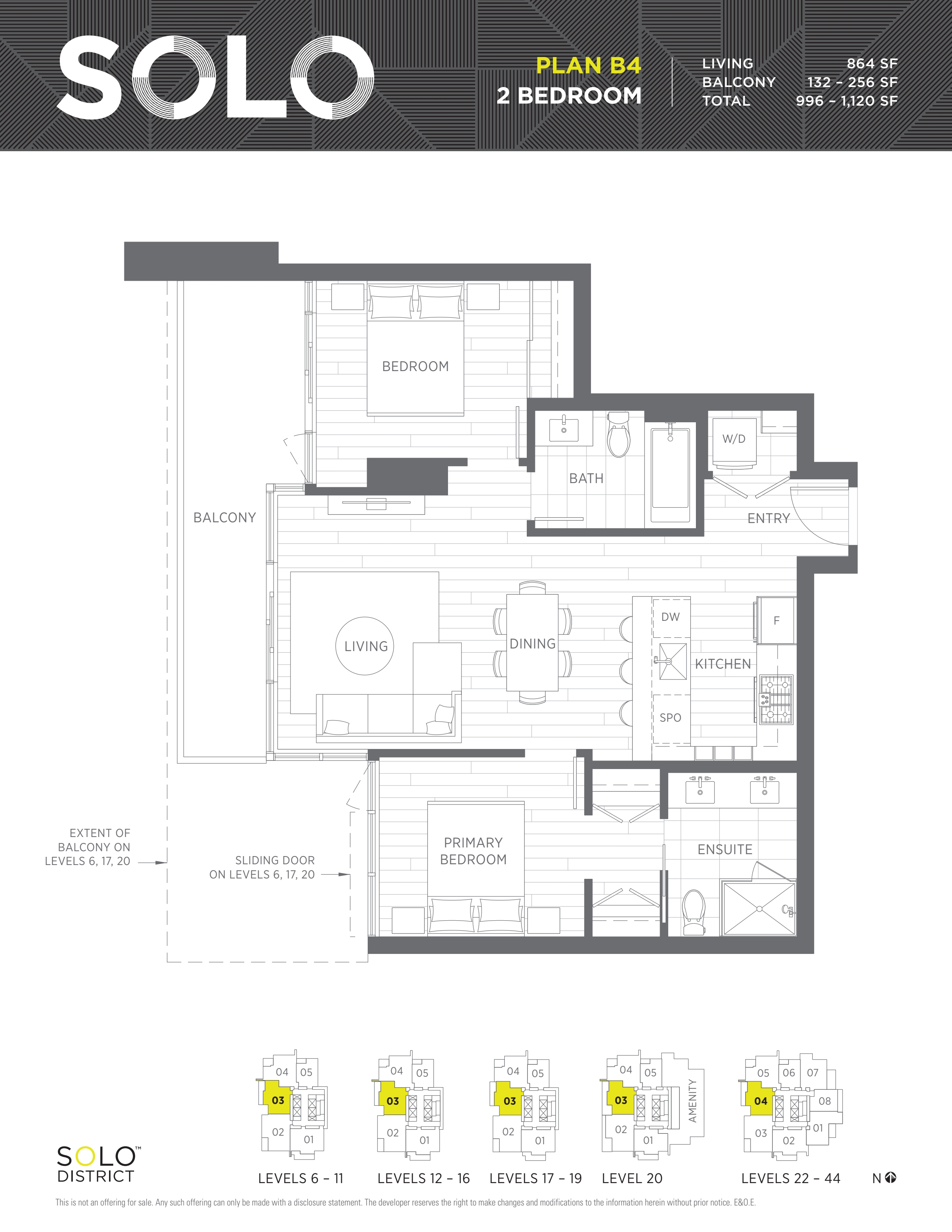 B4 Floor Plan of Solo District - Aerius Condos with undefined beds