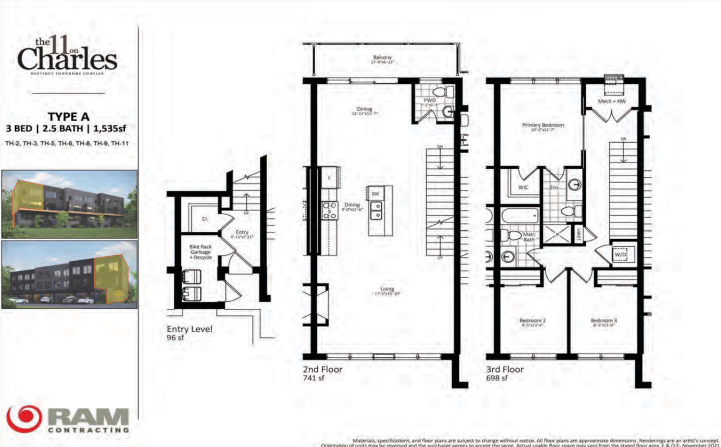  Unit 3  Floor Plan of  The 11 on Charles Towns with undefined beds