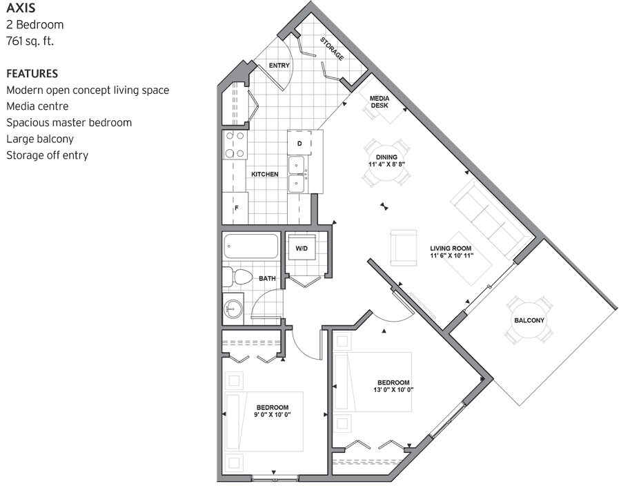 Axis Floor Plan of Creekwood Landing Condos with undefined beds
