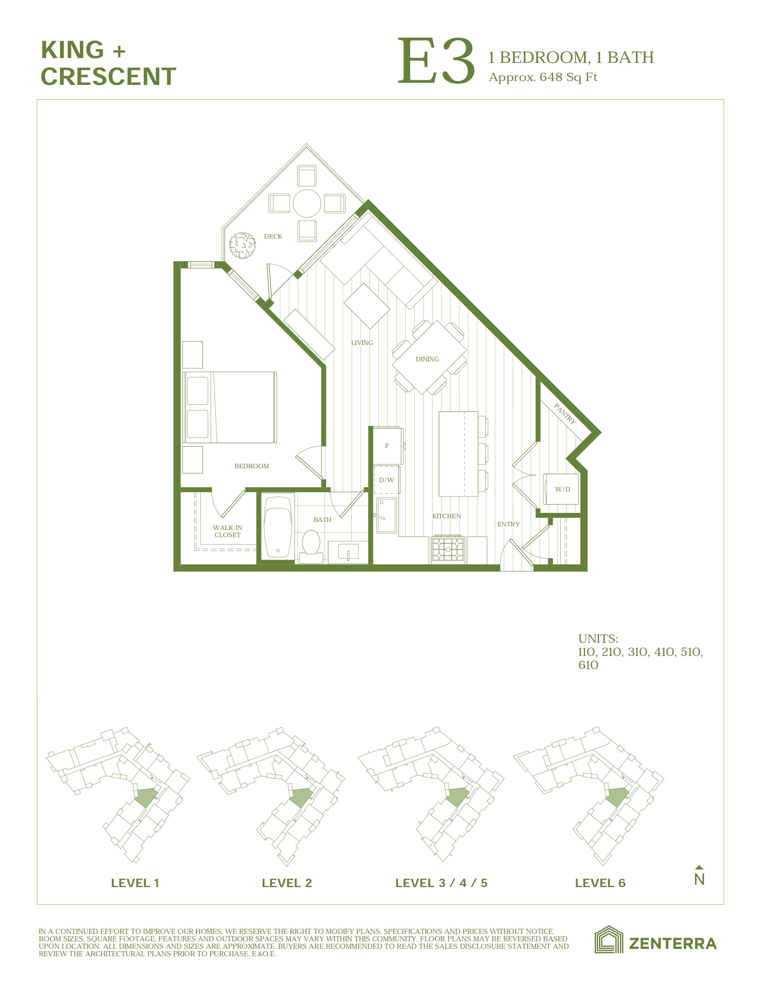 E3 Floor Plan of King + Crescent Condos with undefined beds