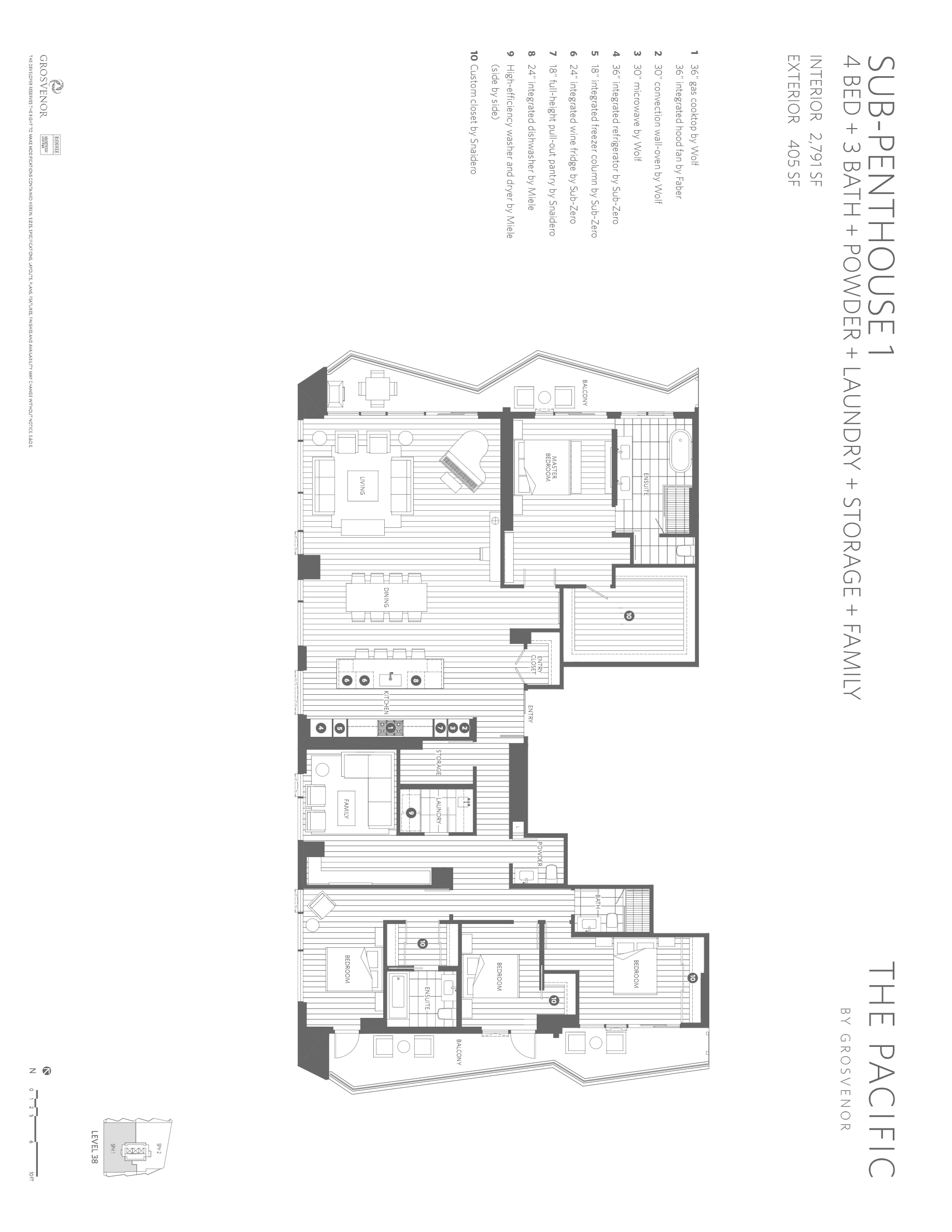  Sub-Penthouse 1  Floor Plan of The Pacific Condos with undefined beds