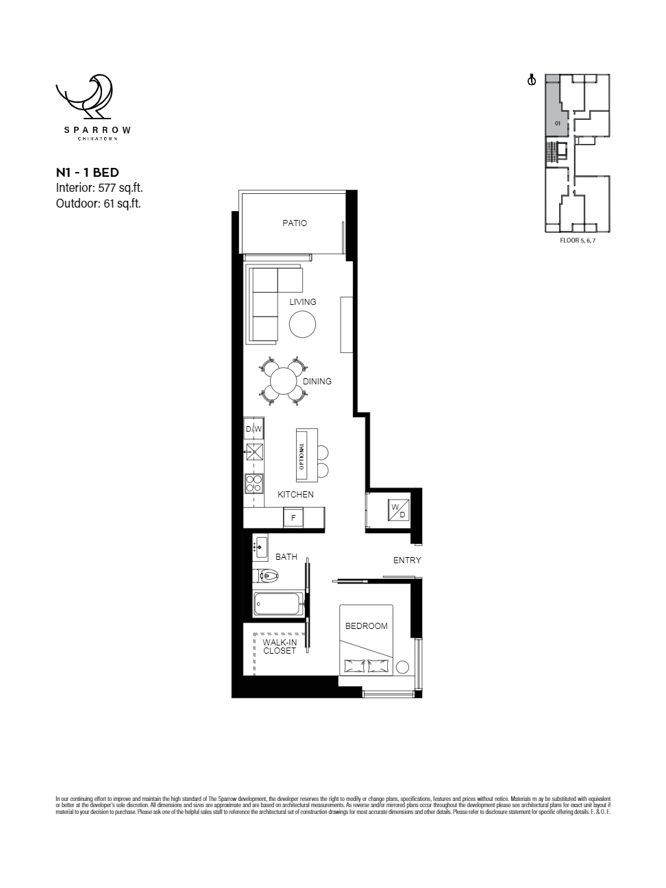 N1 Floor Plan of Sparrow Condos with undefined beds
