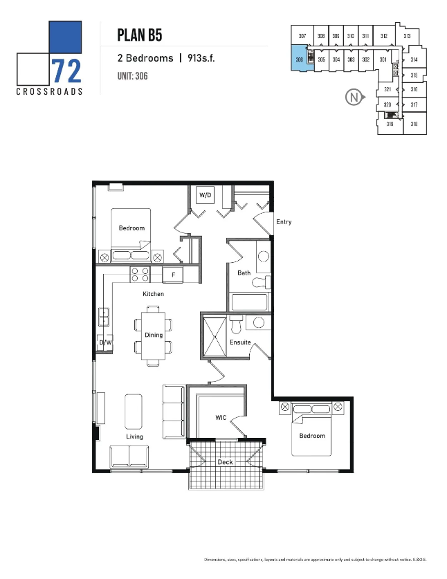 B5 Floor Plan of 72 Crossroads Condos with undefined beds