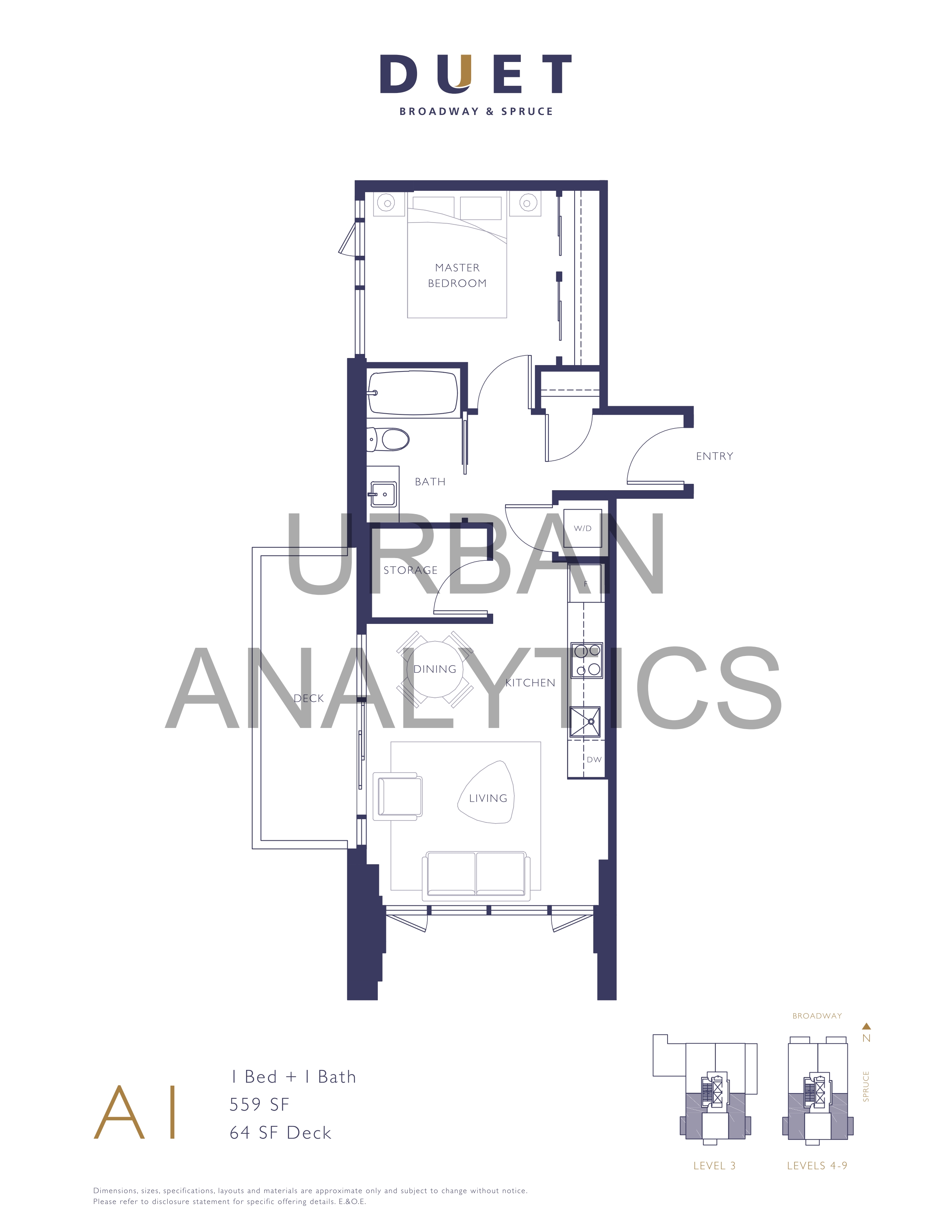 A1 Floor Plan of Duet Condos with undefined beds