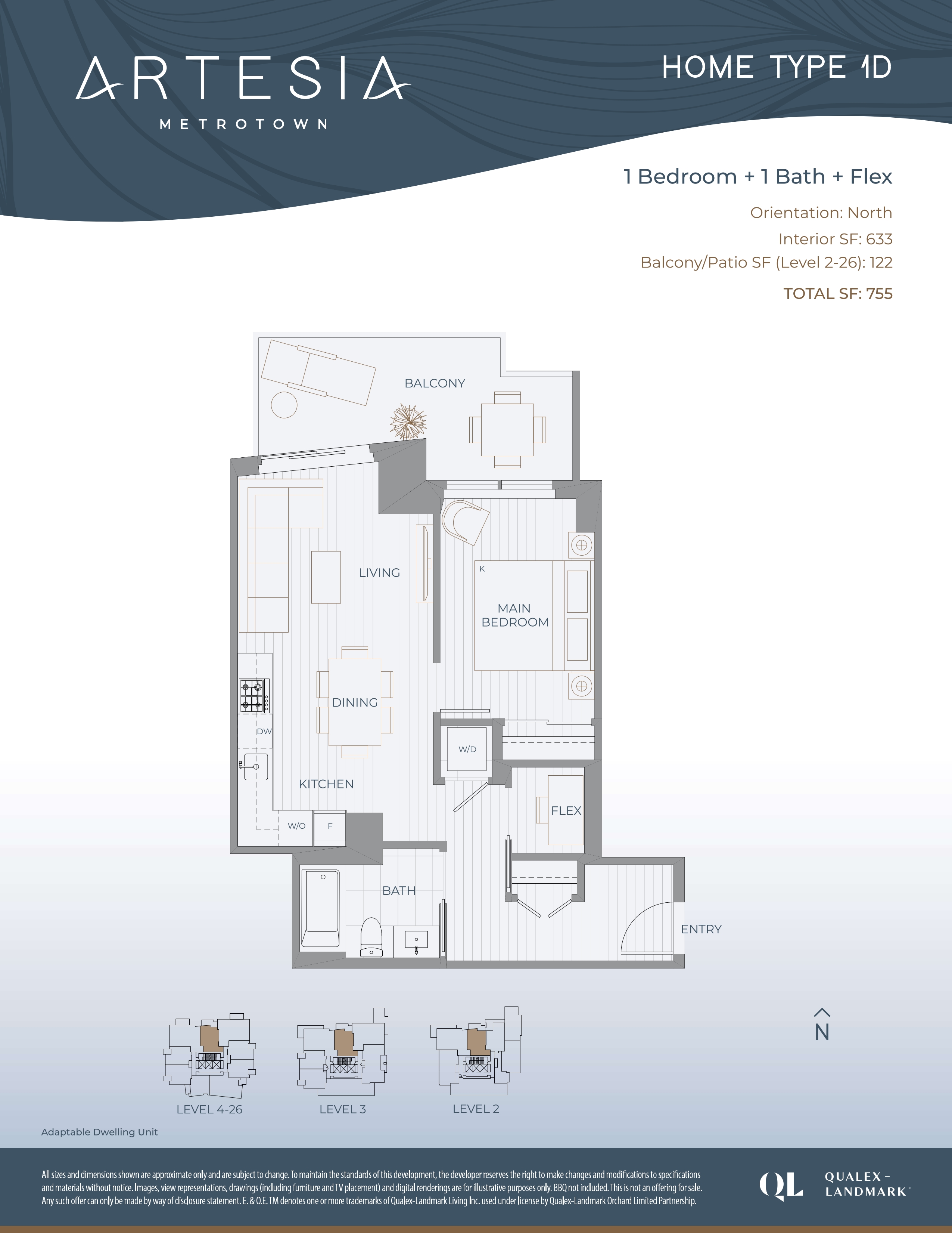 1D Floor Plan of Artesia condos with undefined beds