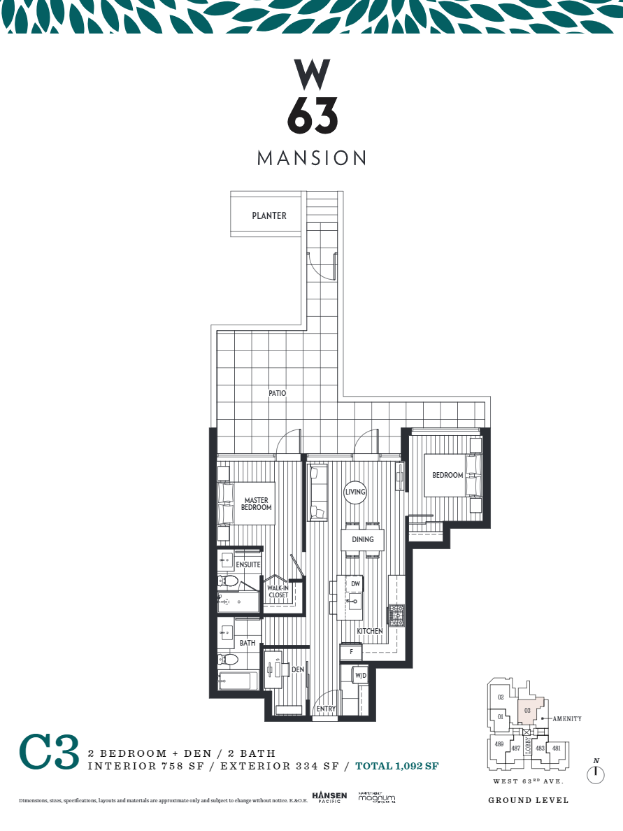 C3 Floor Plan of W63 Mansion Condos with undefined beds