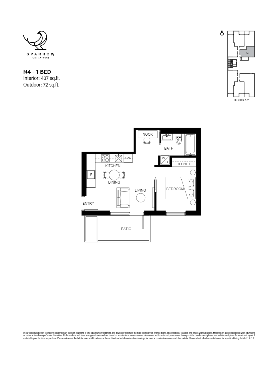 N4 Floor Plan of Sparrow Condos with undefined beds