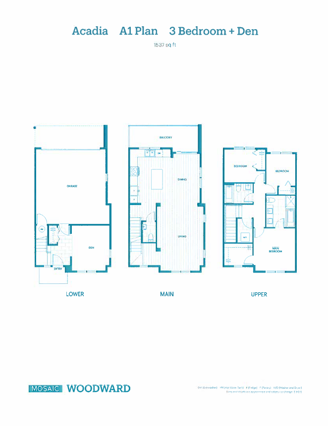 A1 Floor Plan of Woodward Towns with undefined beds