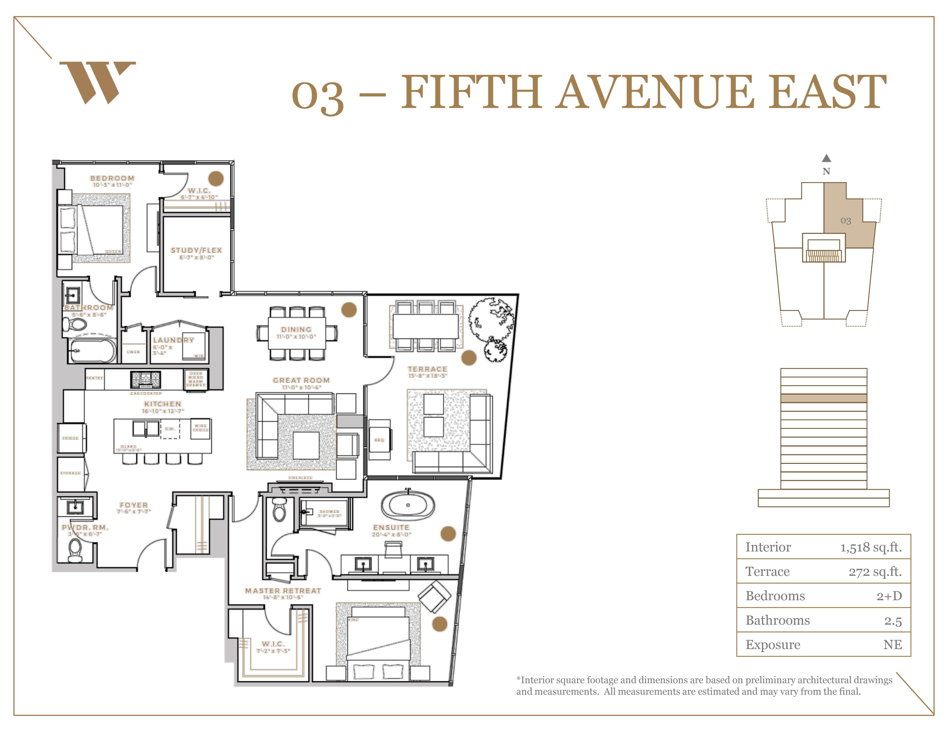  5th Avenue East  Floor Plan of West Block Glenora Condos with undefined beds