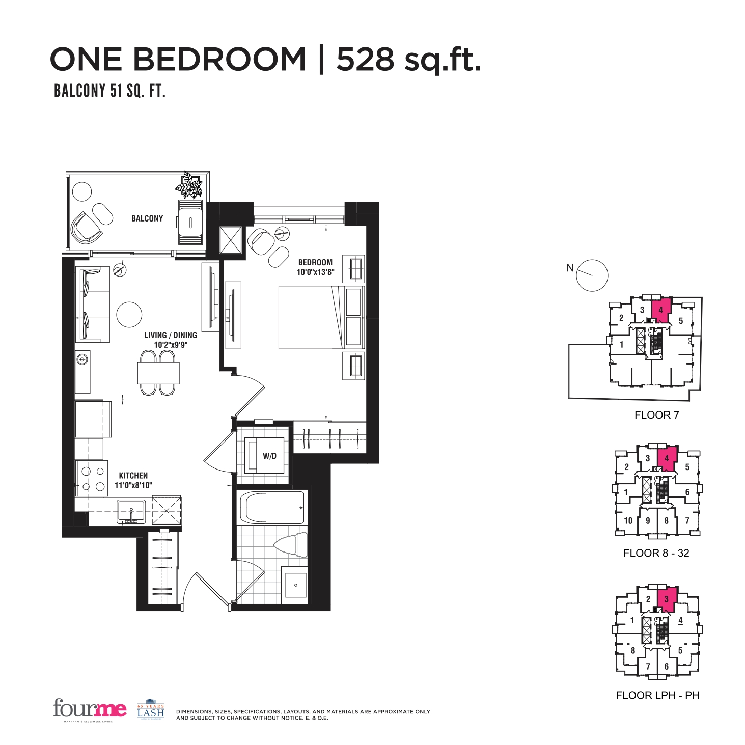  528 sqft  Floor Plan of FOURME Condos with undefined beds