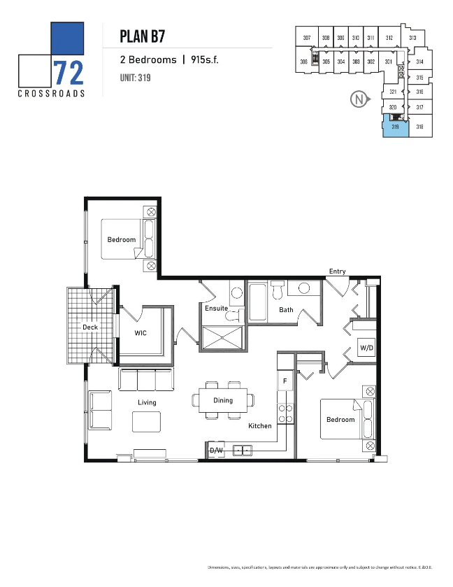 B7 Floor Plan of 72 Crossroads Condos with undefined beds