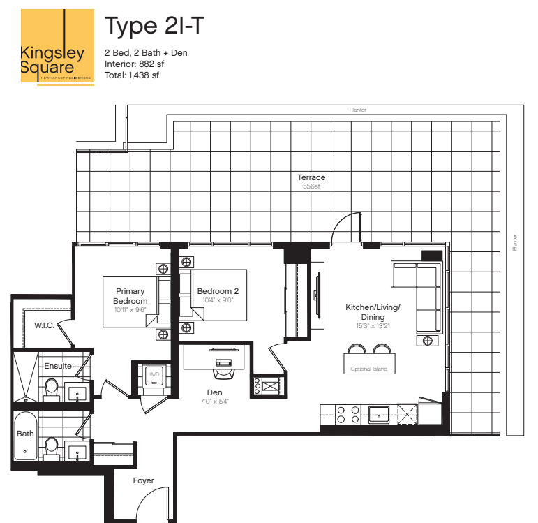 2I-T  Floor Plan of Kingsley Square Condos with undefined beds