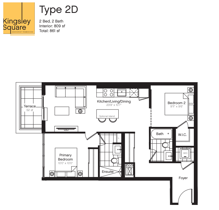 2D Floor Plan of Kingsley Square Condos with undefined beds