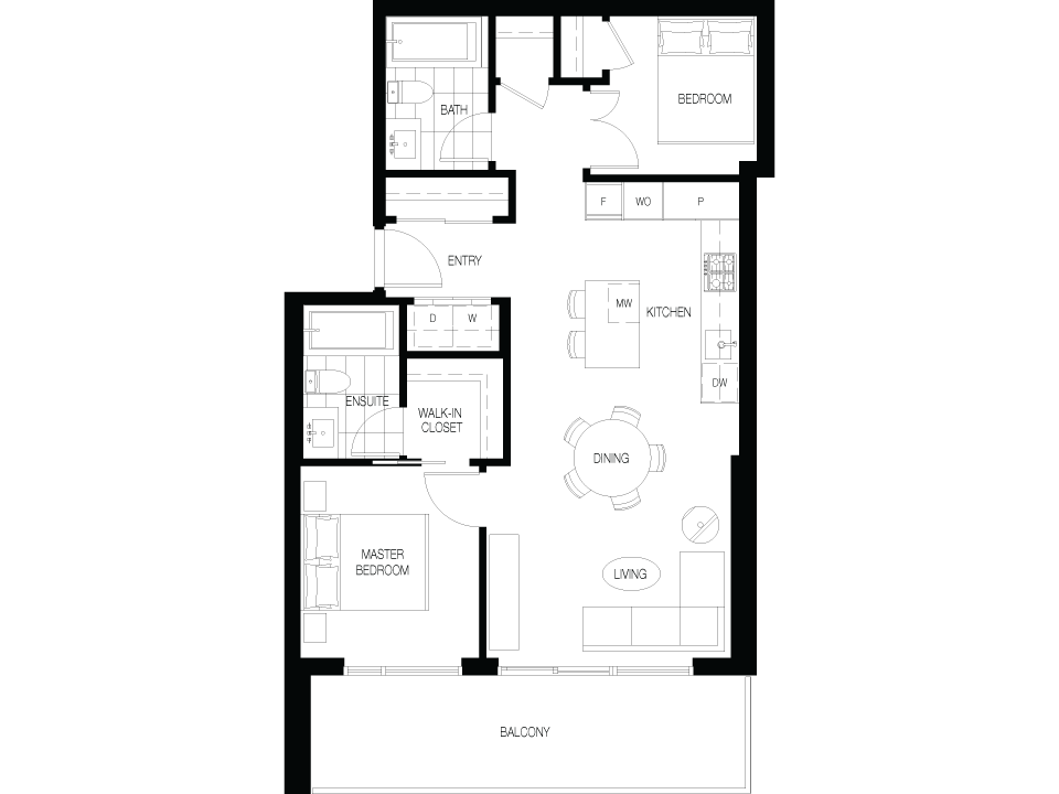 B3 Floor Plan of The City of Lougheed - Neighbourhood One Condos with undefined beds