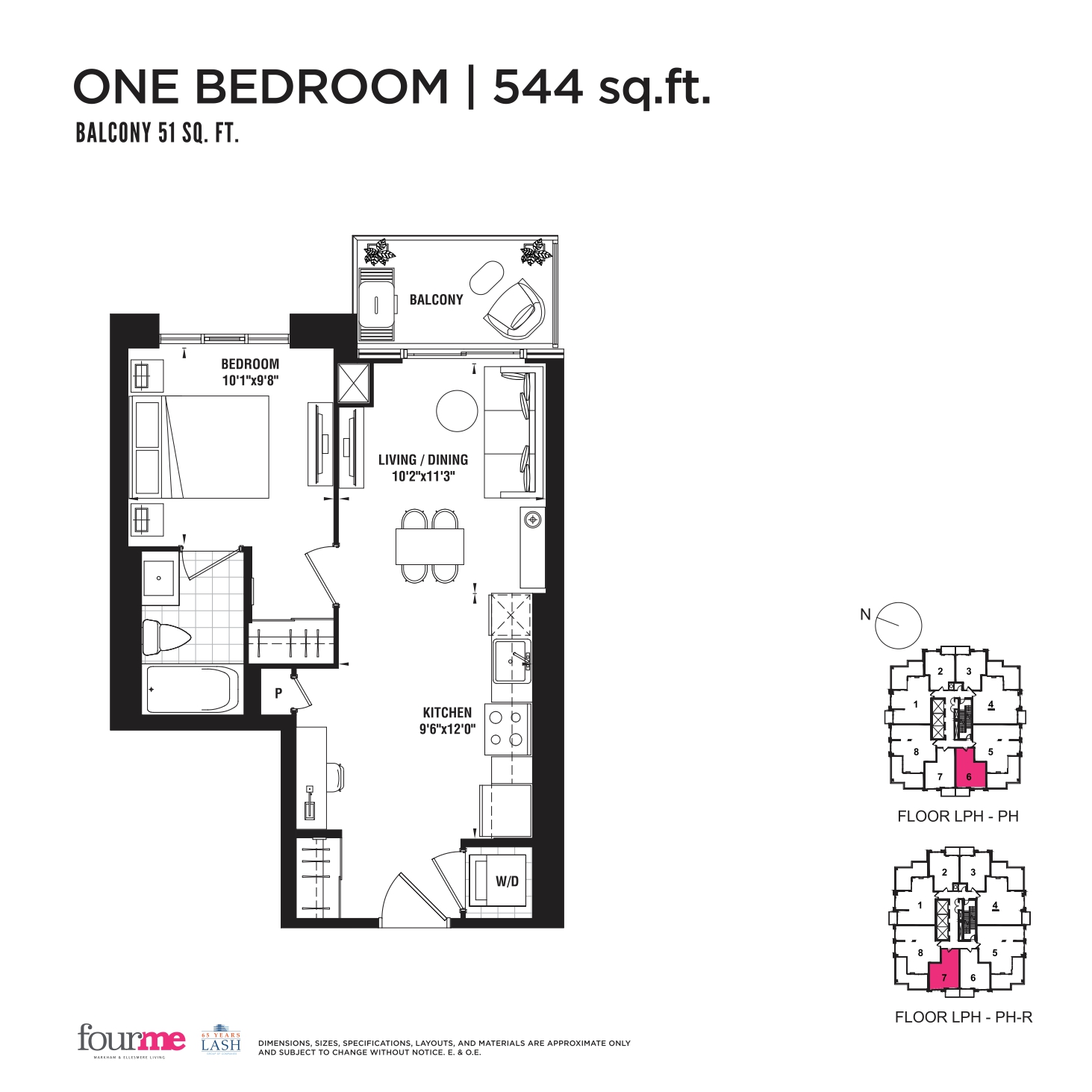  544 sqft  Floor Plan of FOURME Condos with undefined beds