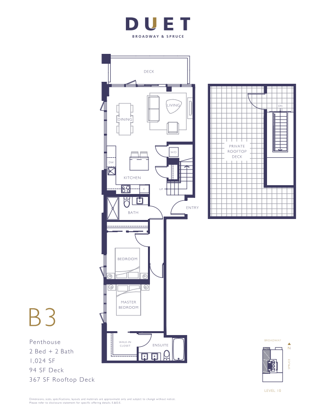 B3 Floor Plan of Duet Condos with undefined beds