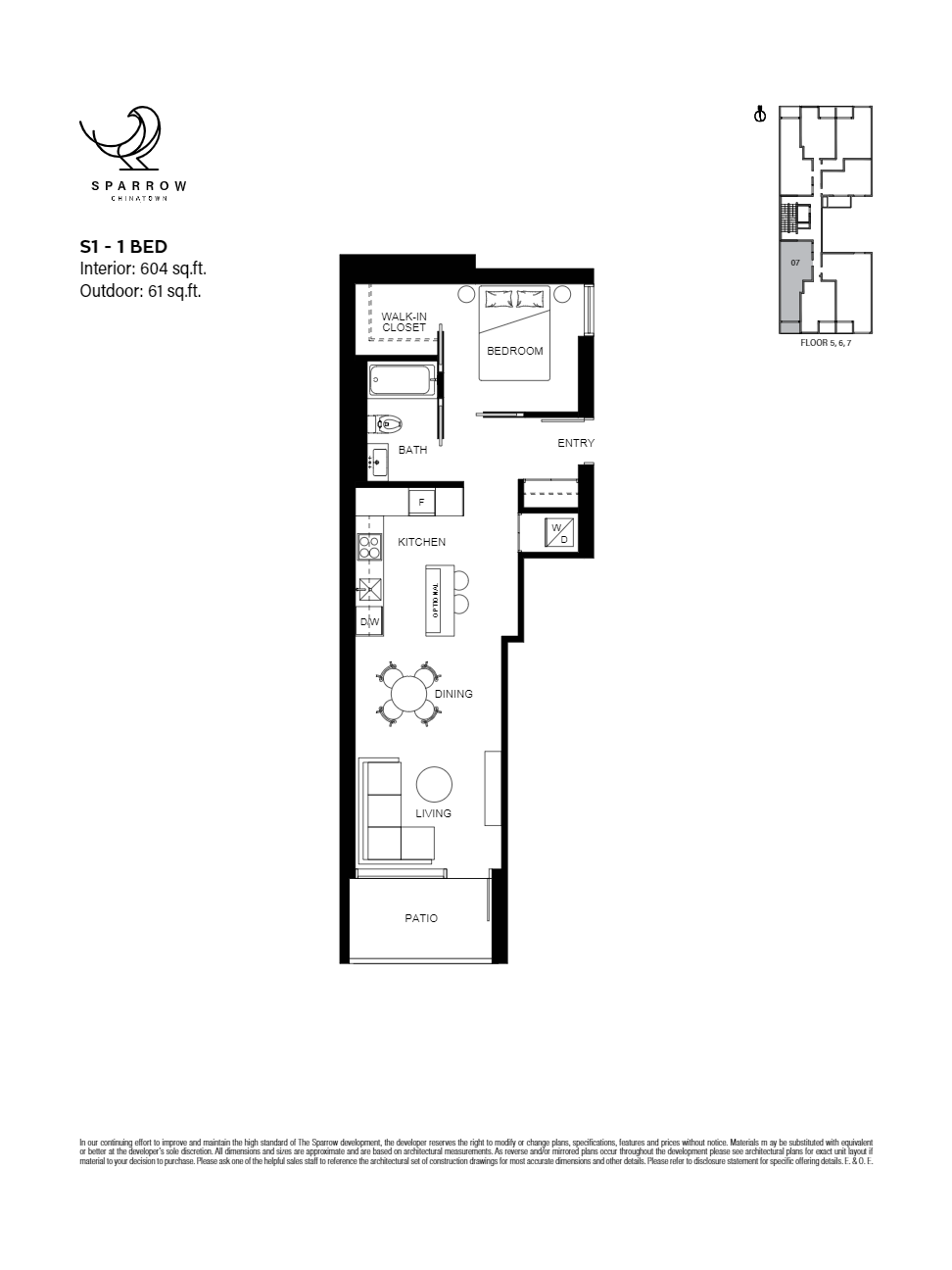 S1 Floor Plan of Sparrow Condos with undefined beds