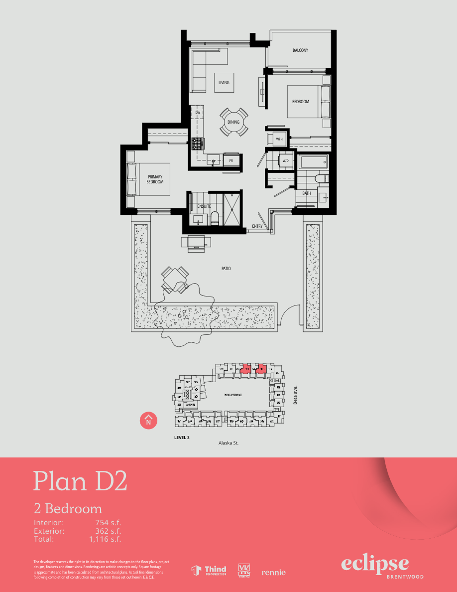 D2 Floor Plan of Thind Brentwood - Lumina Eclipse Condos with undefined beds