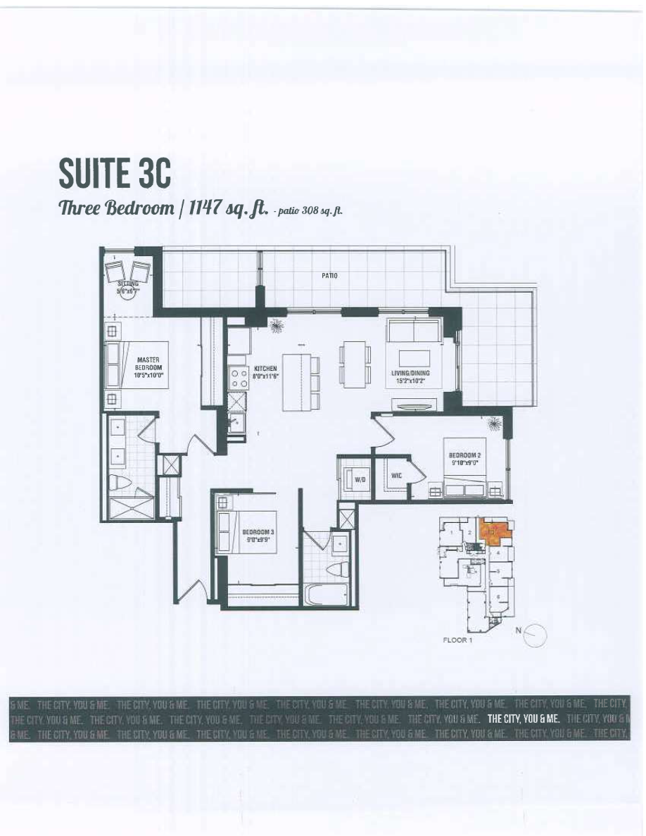 3C Floor Plan of Tricycle Condominiums with undefined beds