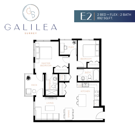 E2 Floor Plan of Galilea Condos with undefined beds