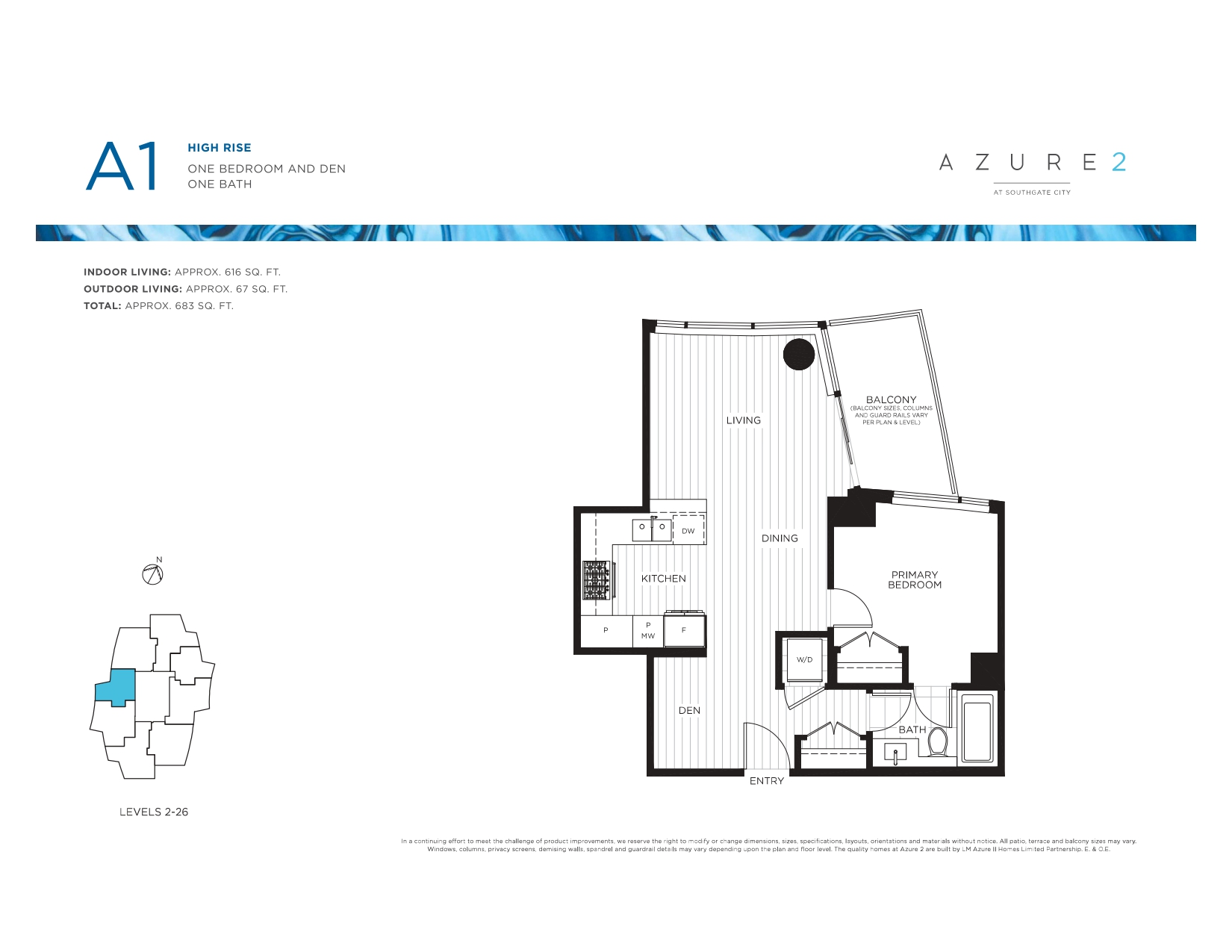 A1 Floor Plan of Azure 2 Condos with undefined beds