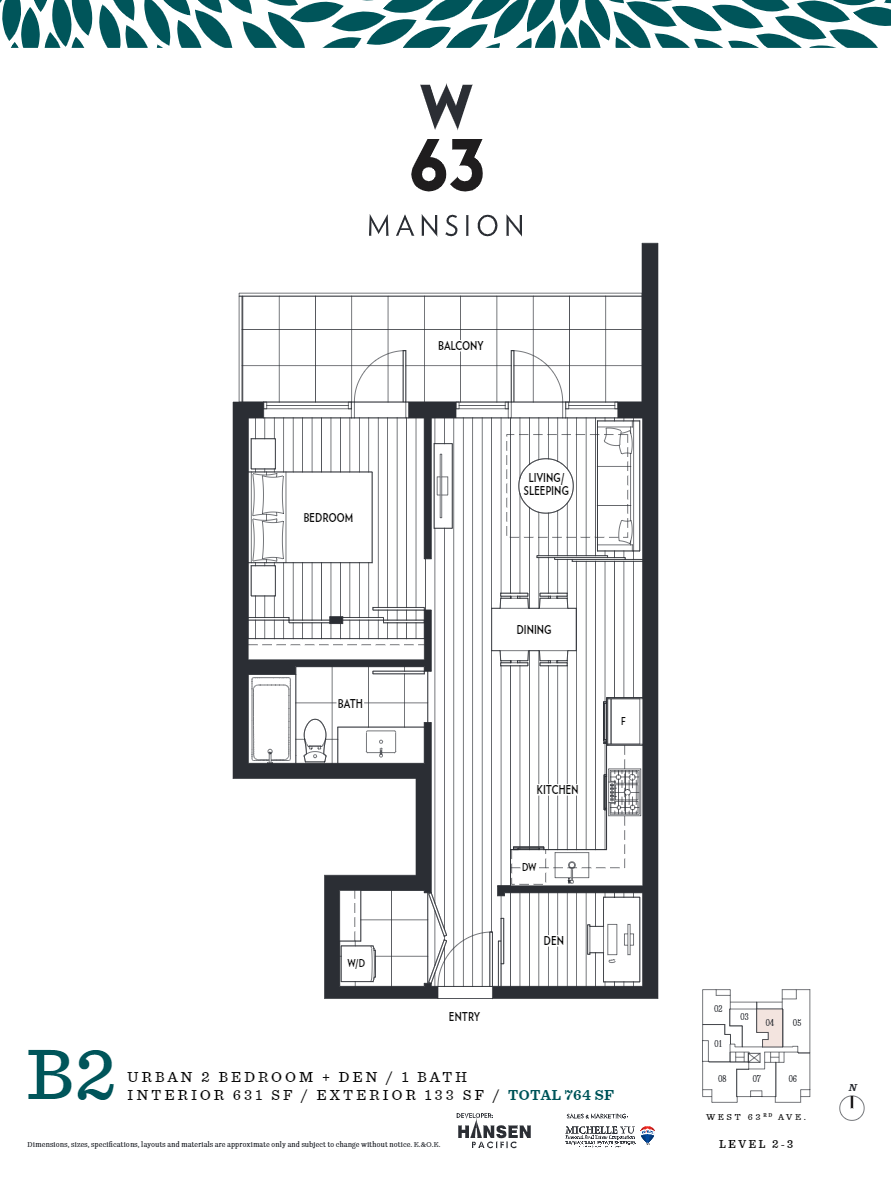 B2 Floor Plan of W63 Mansion Condos with undefined beds