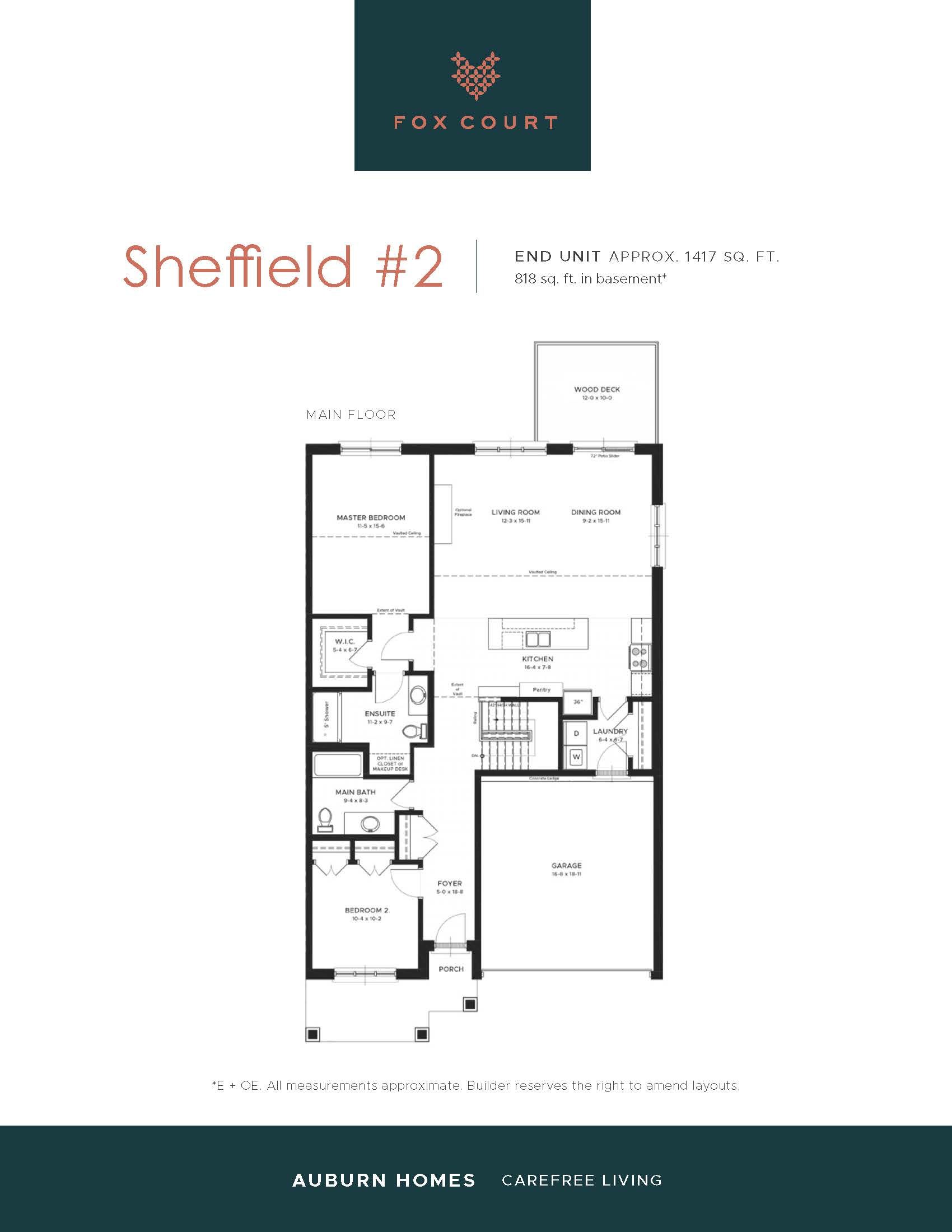  Sheffield #2  Floor Plan of  Fox Court Towns with undefined beds