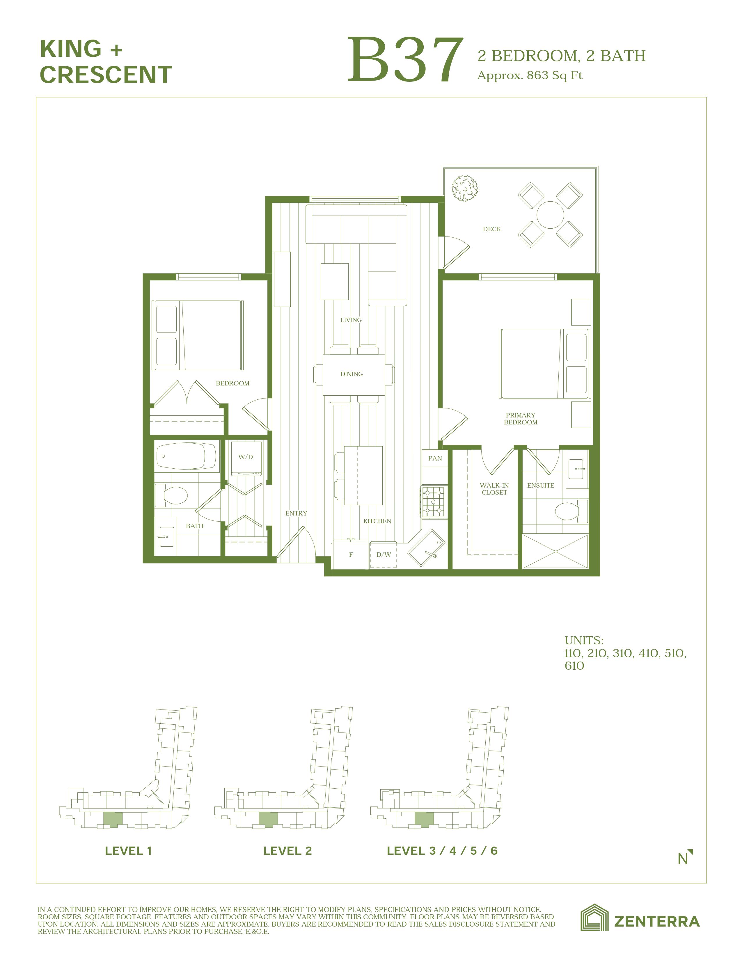 B36 Floor Plan of King + Crescent Condos with undefined beds