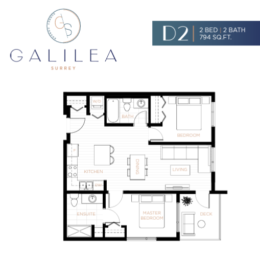 D2 Floor Plan of Galilea Condos with undefined beds