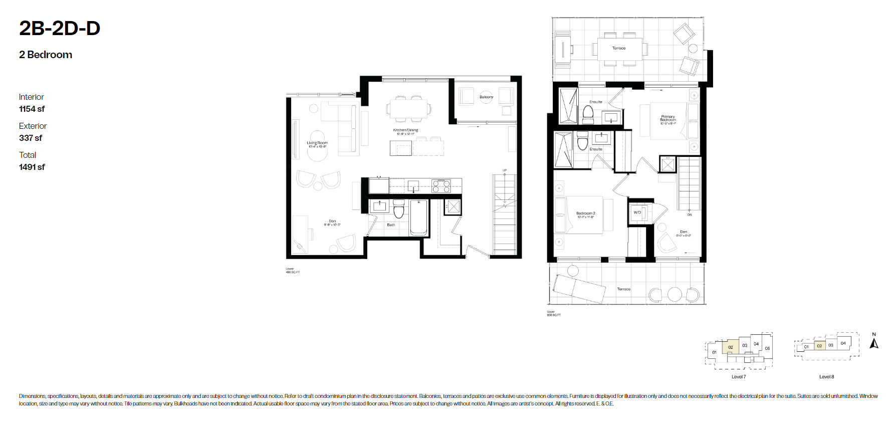  2B-2D-D  Floor Plan of Courcelette Condos with undefined beds