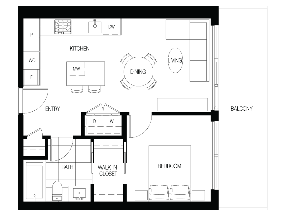 A5 Floor Plan of The City of Lougheed - Neighbourhood One Condos with undefined beds
