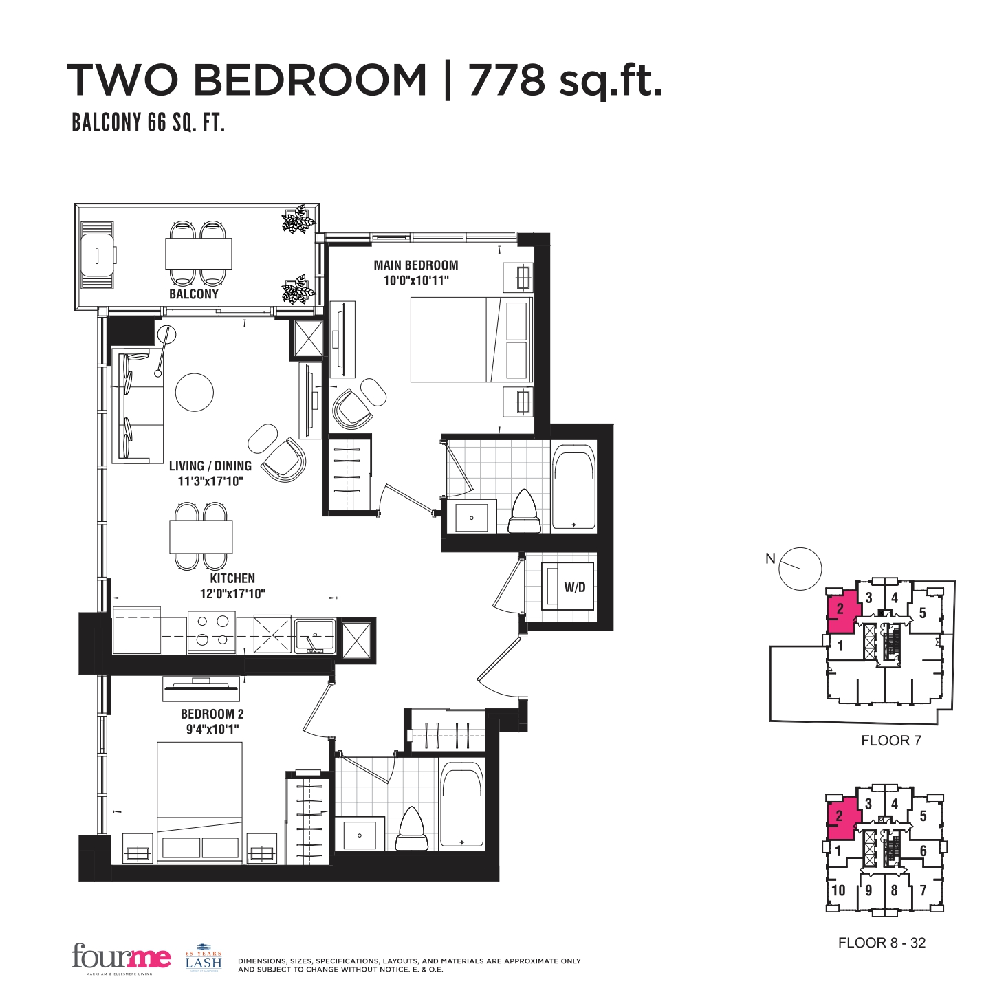  778 sqft  Floor Plan of FOURME Condos with undefined beds