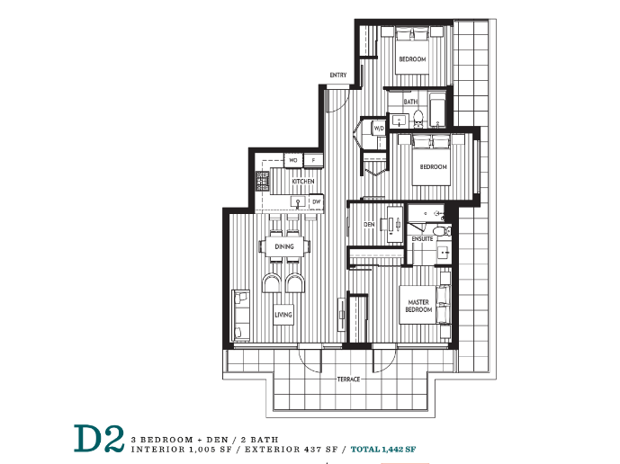 D2 Floor Plan of W63 Mansion Condos with undefined beds