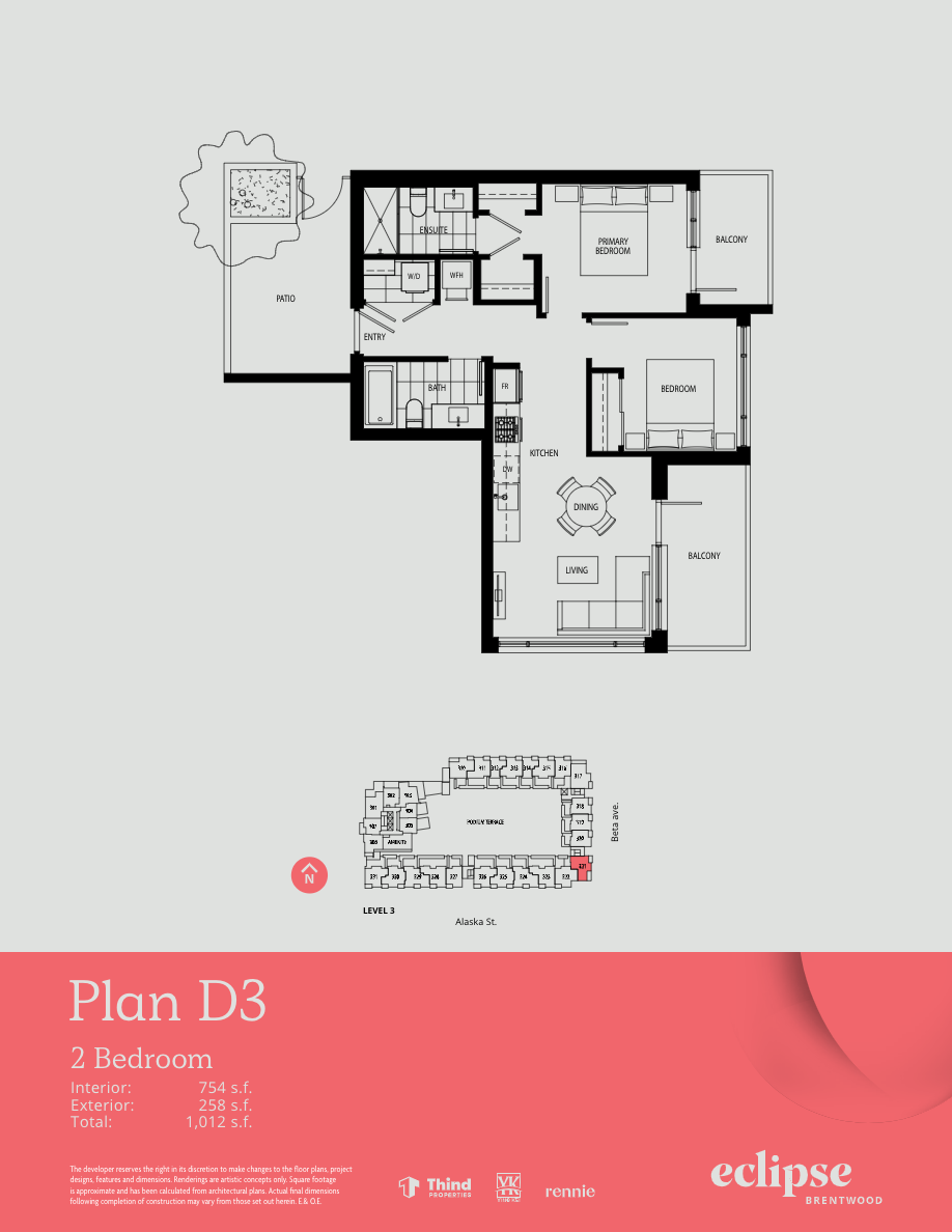 D3 Floor Plan of Thind Brentwood - Lumina Eclipse Condos with undefined beds