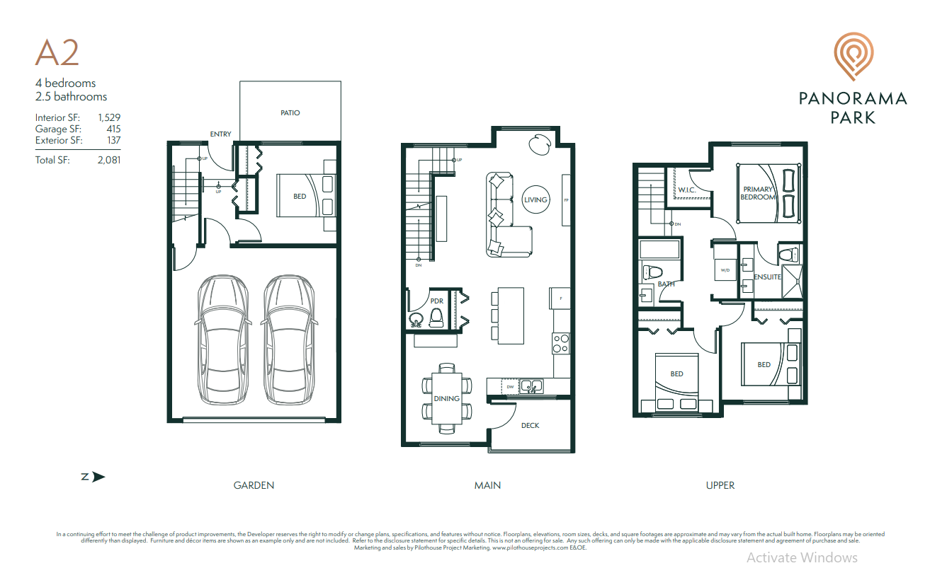 A2 Floor Plan of Panorama Park Towns with undefined beds