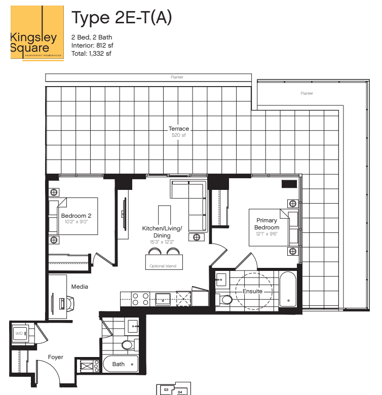  2E-T(A)  Floor Plan of Kingsley Square Condos with undefined beds