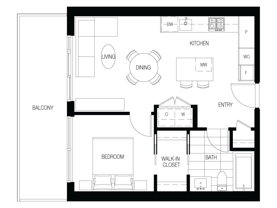 A Floor Plan of The City of Lougheed - Neighbourhood One Condos with undefined beds