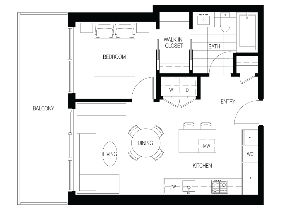 A1 Floor Plan of The City of Lougheed - Neighbourhood One Condos with undefined beds