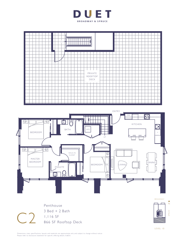 C2 Floor Plan of Duet Condos with undefined beds