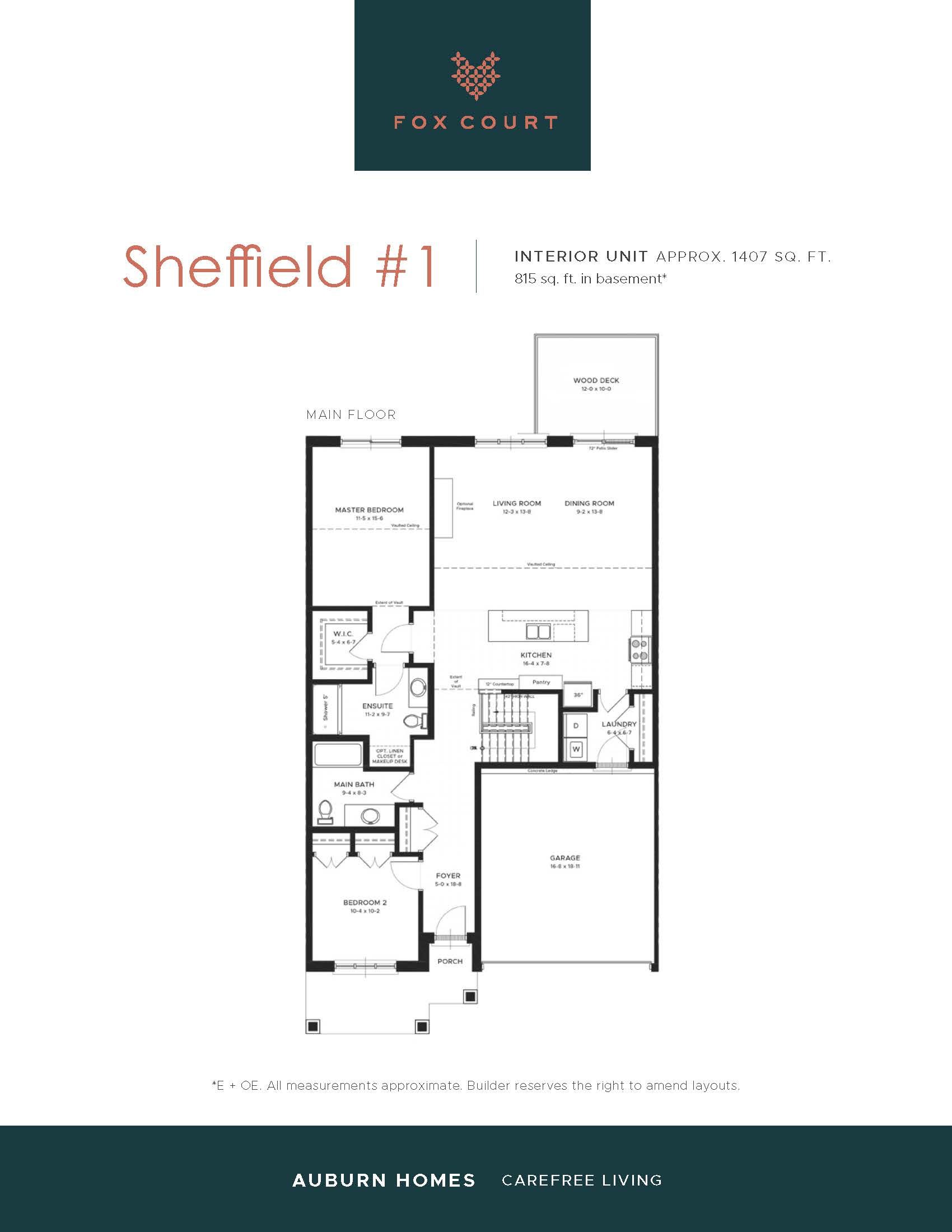  Sheffield #1  Floor Plan of  Fox Court Towns with undefined beds