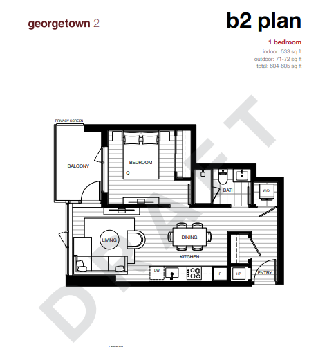B2 Floor Plan of Georgetown Two Condos with undefined beds