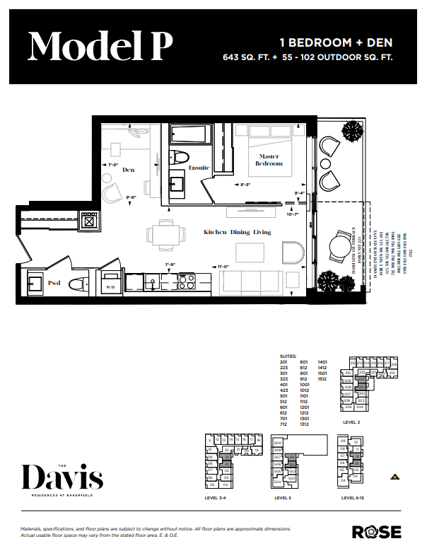  Model P  Floor Plan of The Davis Residences at Bakerfield Condos with undefined beds
