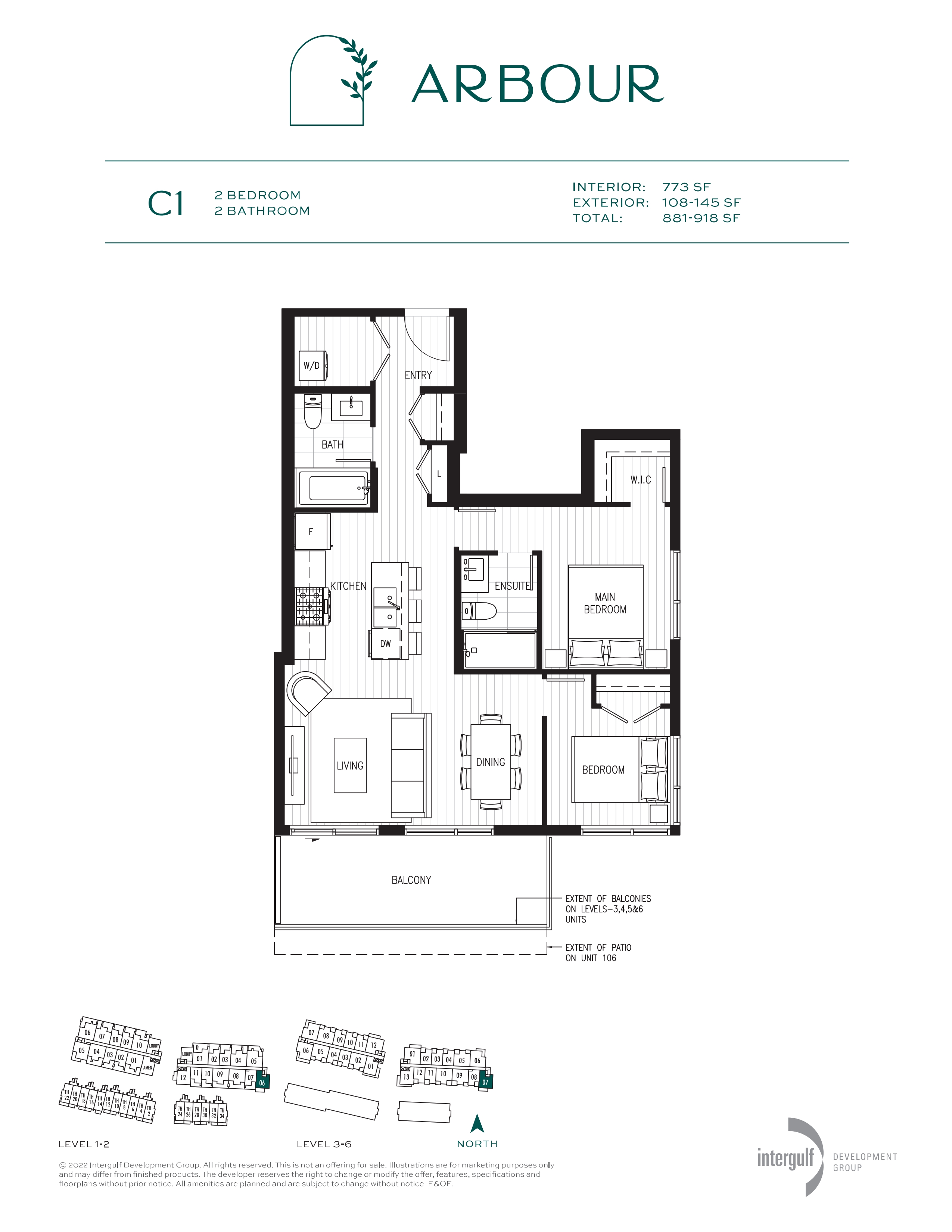 C1 Floor Plan of Arbour Condos with undefined beds