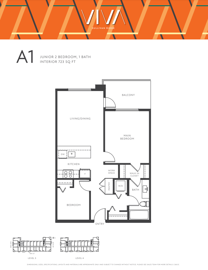 A1 Floor Plan of VIVA condos with undefined beds