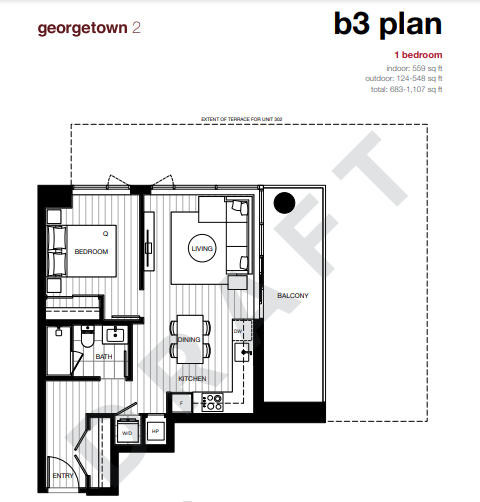 B3 Floor Plan of Georgetown Two Condos with undefined beds