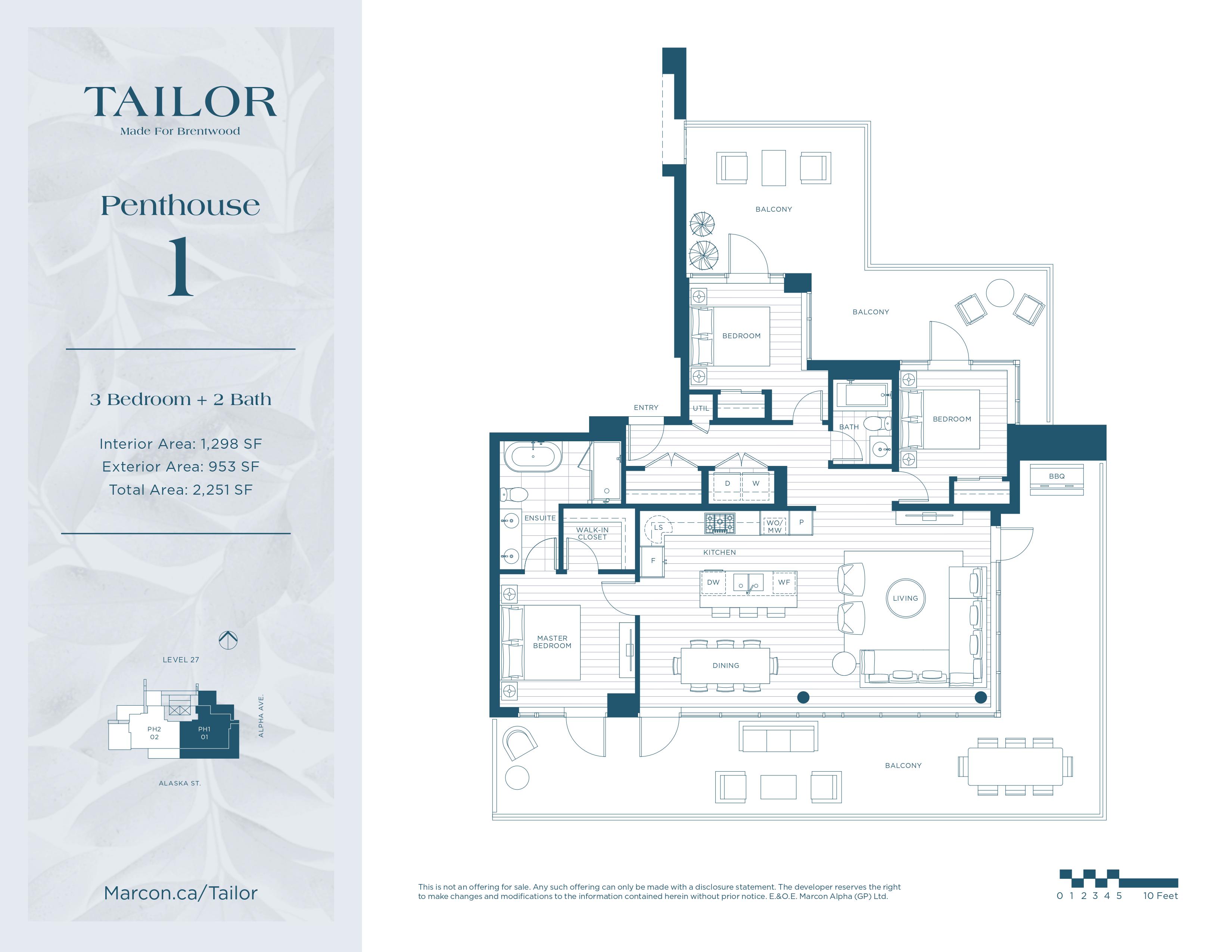  Penthouse 1  Floor Plan of Tailor Condos with undefined beds