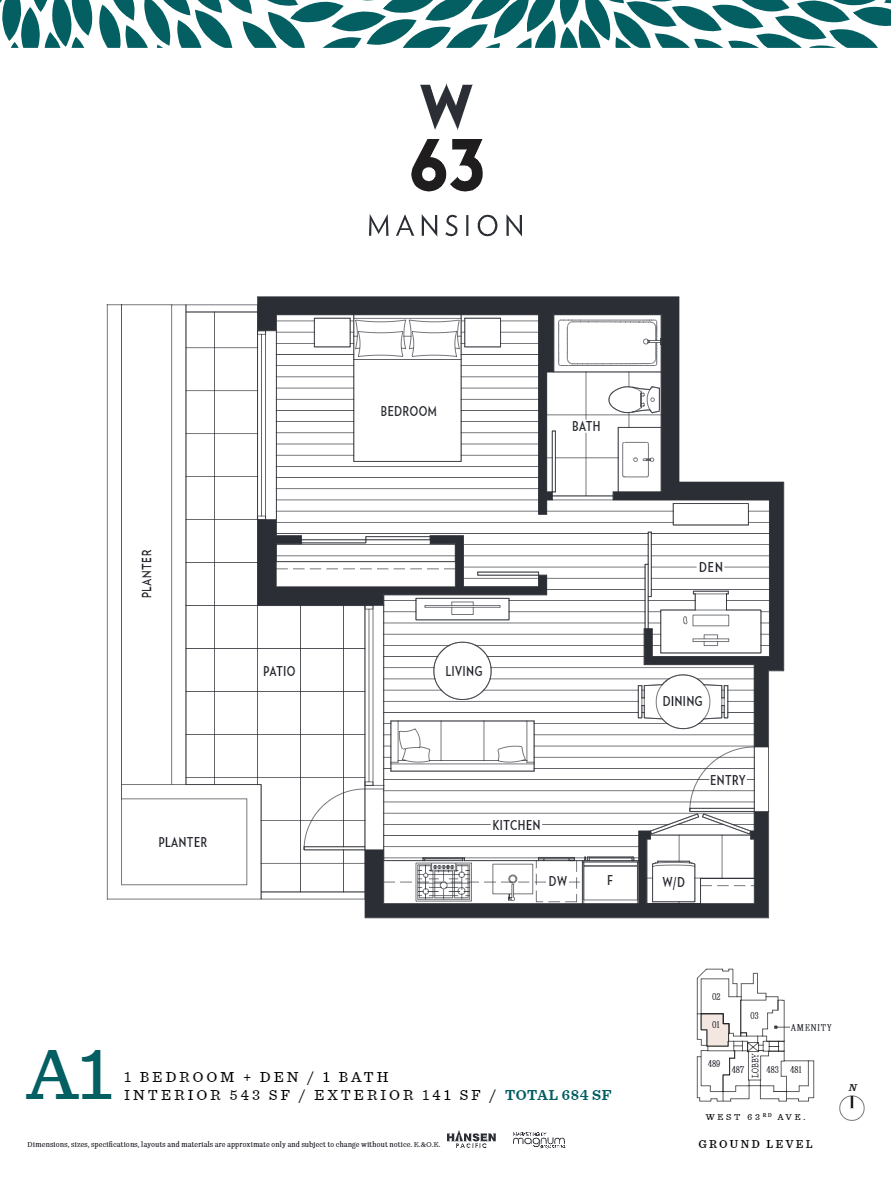 A1 Floor Plan of W63 Mansion Condos with undefined beds