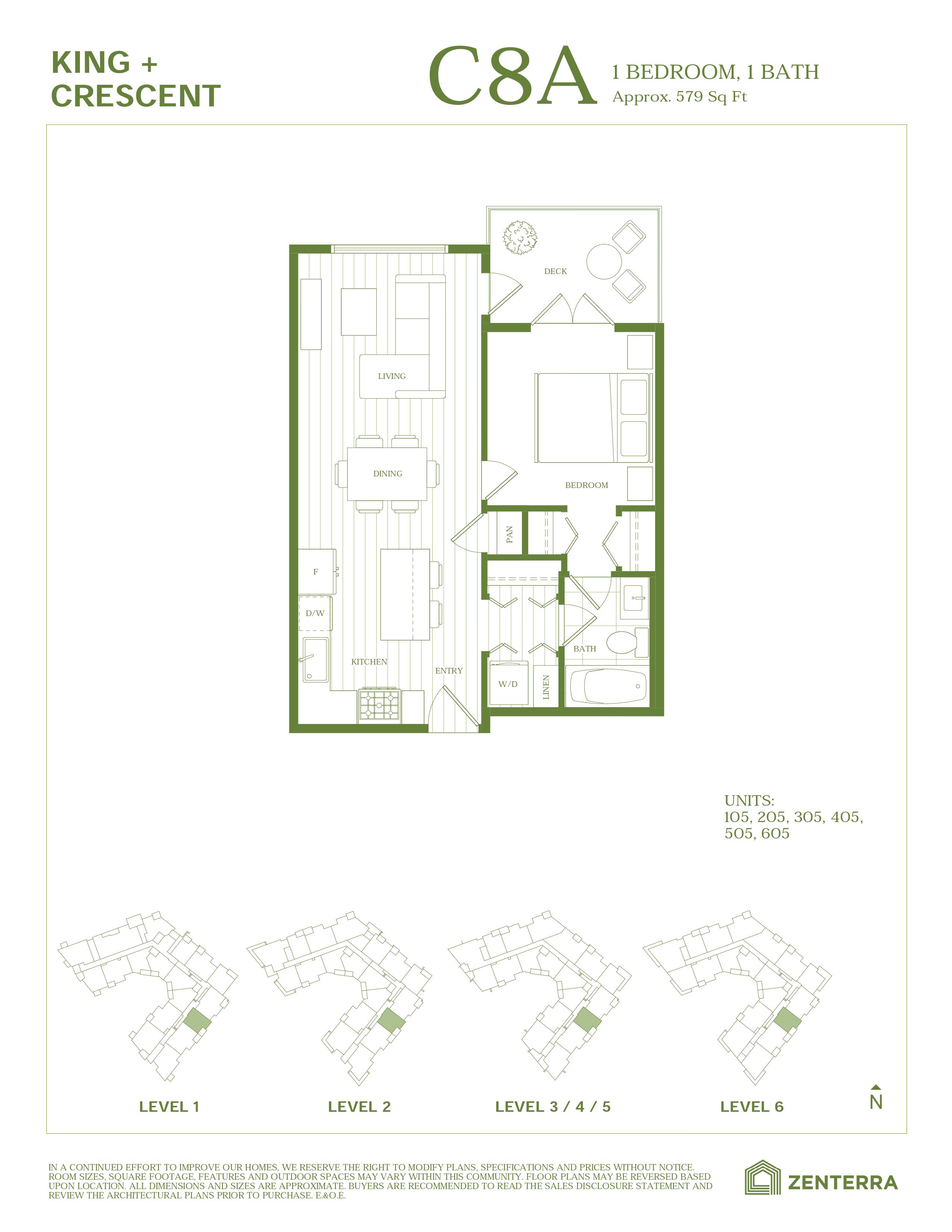 C8A Floor Plan of King + Crescent Condos with undefined beds