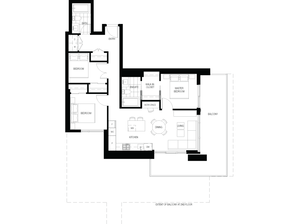 D1 Floor Plan of The City of Lougheed - Neighbourhood One Condos with undefined beds